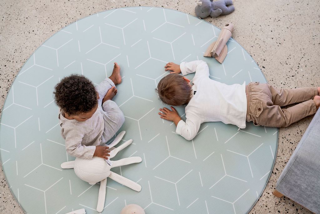Circular Reversible Playmat - Sage/Grey