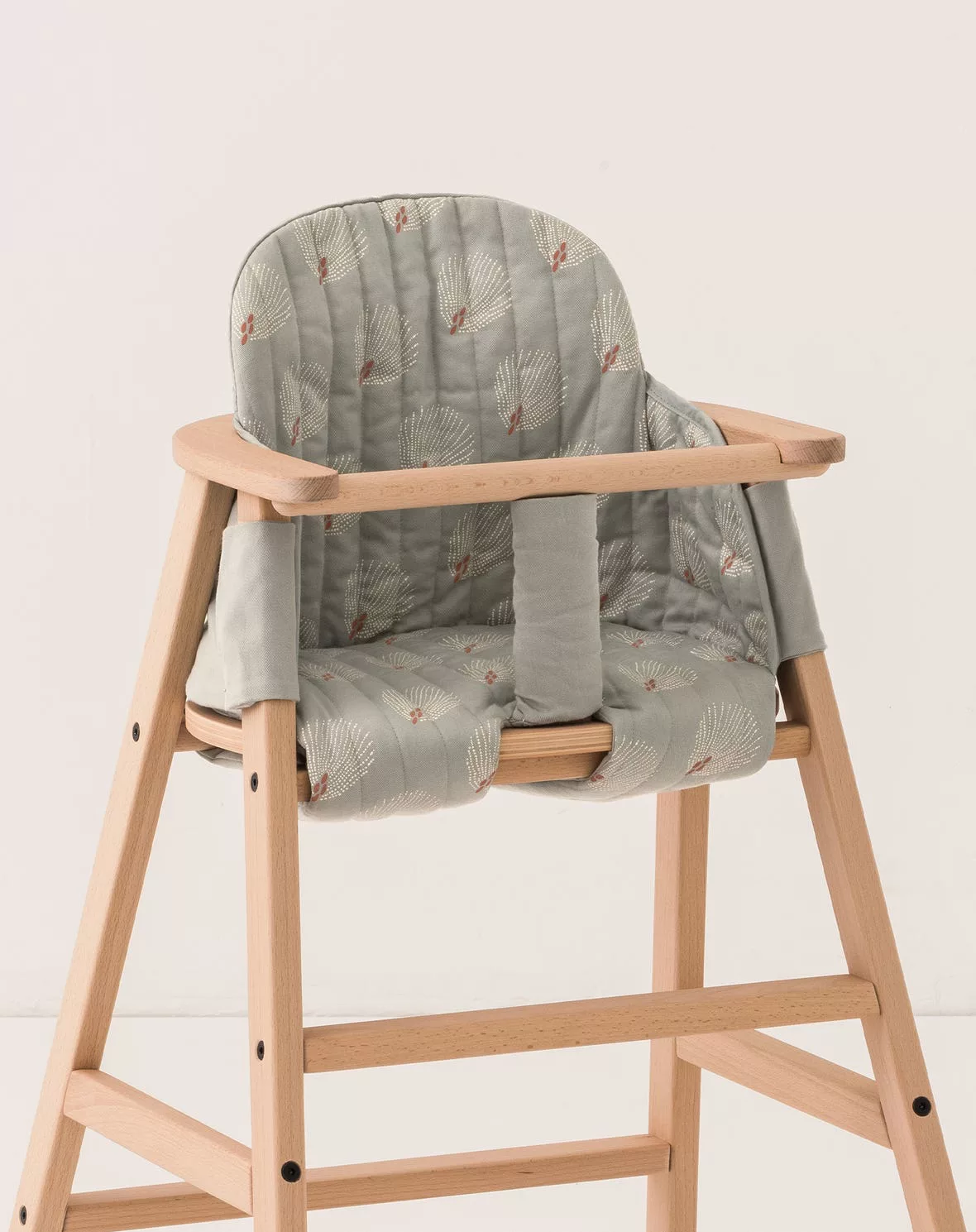 High Chair Cushion - White Gatsby / Antique Green