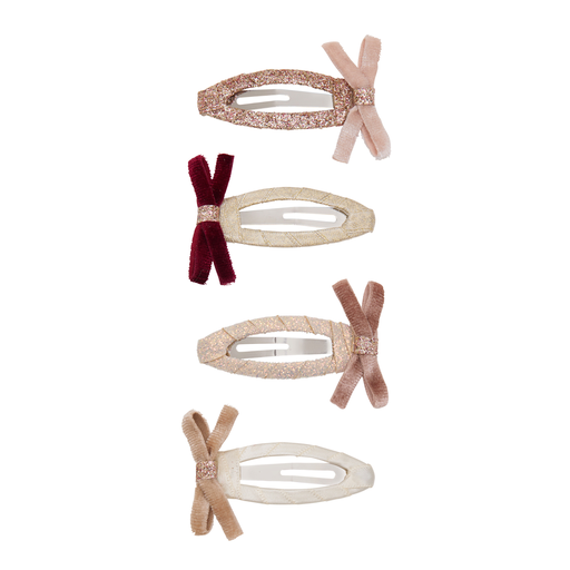 [192132-04] Skinny Velvet Bow Hair Clips