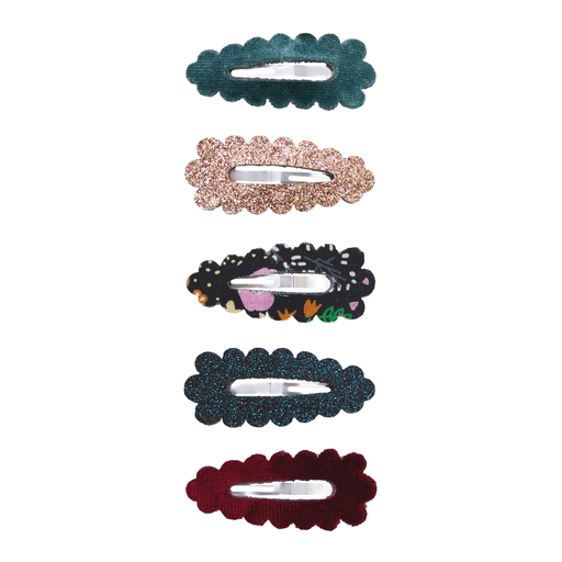 [192061-42] Blackberry Scalloped Mini Hair Clips