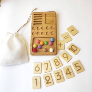 Wooden Math Board with reversible cards 1-10