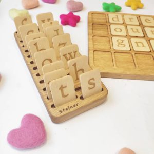 Alphabet board game with lowercase letters