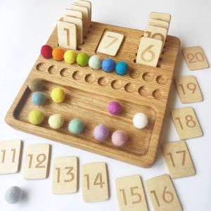 Wooden Math Board with reversible cards 1- 20