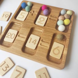 Wooden Math Board with reversible cards 1- 20