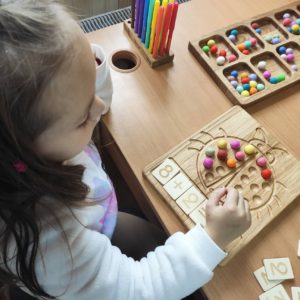 Wooden Ladybug Math board with set of numbers cards 1-20