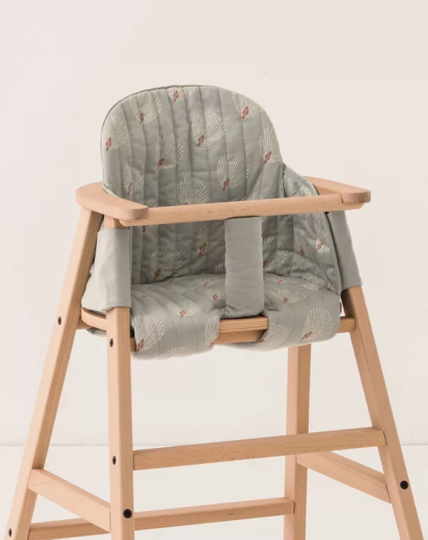 High Chair Cushion - White Gatsby / Antique Green